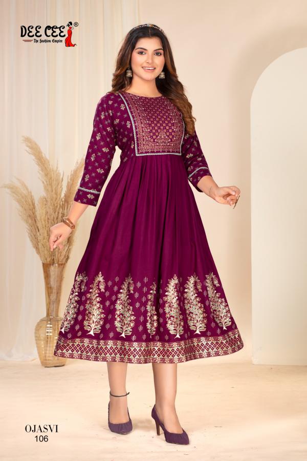 Deecee Ojasvi Flared Printed Rayon Anarkali Kurtis Collection